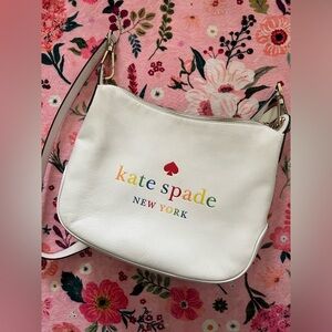 Kate Spade White Shoulder Bag with Rainbow Logo Pride